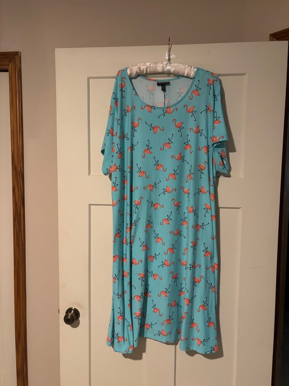 BUNDLE & SAVE! Allison Brittney Plus 2X Flamingo Print Dress- Light Blue & Pink